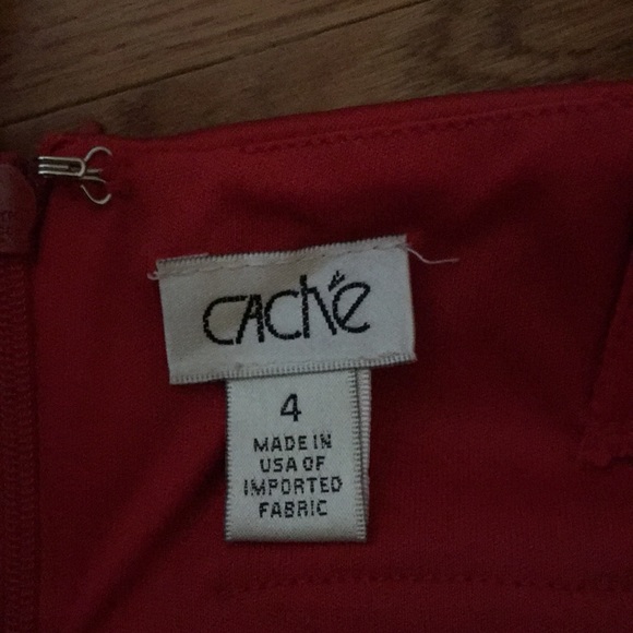 Cache Red Satin Ruched Midi Dress - Picture 4 of 8